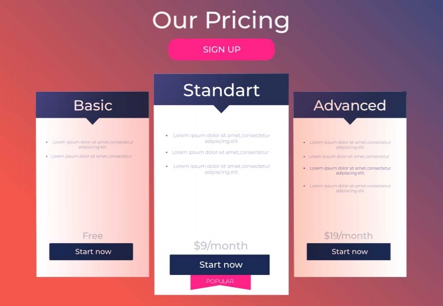 Free Download Free Simple and minimalistic pricing list for your company Full Vectors Shared by Pixahunt 
