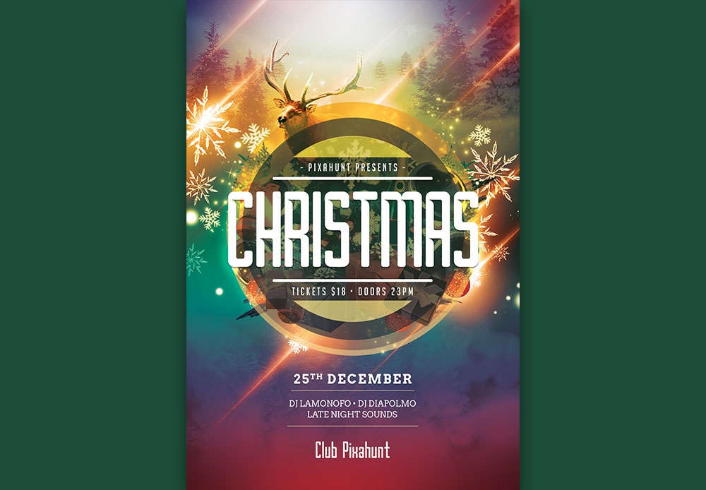 Free Download Merry Christmas Flyer Design Full PSD Shared by Pixahunt 