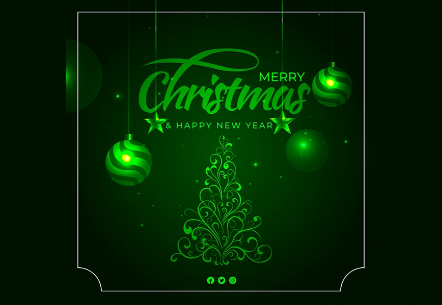 Free Download Vector Merry Christmas and New Year Green Neon Social Media Post Free Download Full Vectors Shared by Pixahunt 