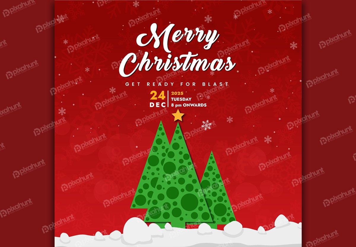 Free Download Happy Merry Christmas Red Media Post Full Vectors Shared by Pixahunt 