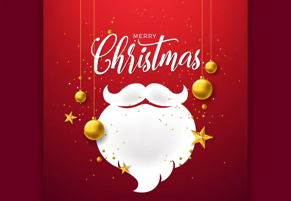 Merry Christmas With Santa Mustache Post Desing