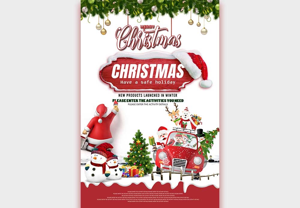 Free Download Merry Christmas Safe Holiday Post Design Full PSD Shared by Pixahunt 