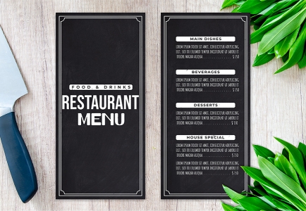 Template for a stylish vector menu design. Great for elegant restaurants or bars.