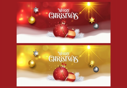 Vector Merry Christmas Red And Yellow Facebook Cover Social Media Post Design Free Download