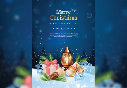 Marry Christmas party poster vector design free Download