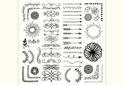 Vector divider and ornament collection in hand drawn style