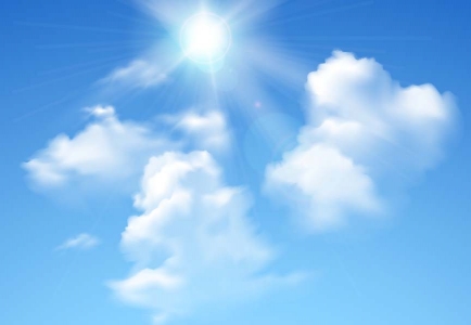 Free vector sun shining in blue sky with white clouds Free Downloads for Your Creative Projects