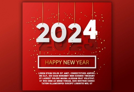 Red Background New Year Post | modern new year composition with elegant style