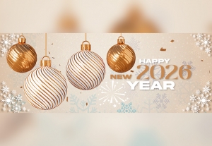 PSD Happy New Year 2026 Facebook Cover Banner Social Media Post