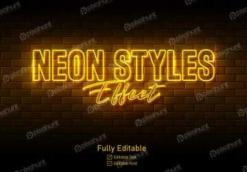 Night style neon effect | neon sign on brick wall background