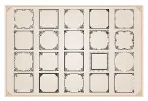 Square decorative vintage  frames and borders set elements