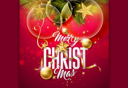 Merry Christmas Decorative Golden Social Media Post