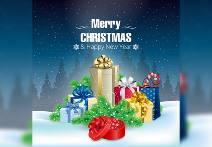 Snowy Merry Christmas And Happy New Year Design Free Download