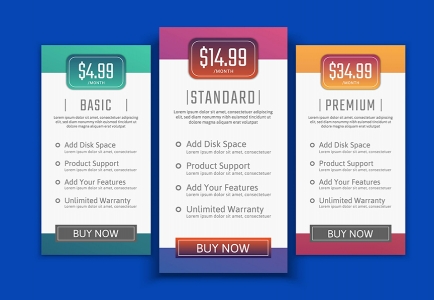 Free Price boxes Or Pricing table Free Vector Dowlonoad