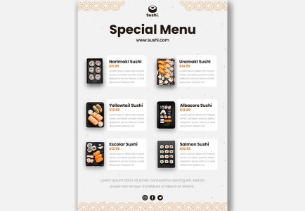 Free PSD Minimalistic restaurant menu template | Sushi restaurant menu