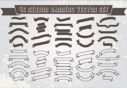 46 Ribbon Banners Vector Set