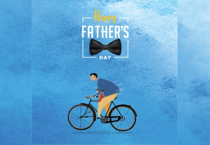 Happy Fathers Day Social Media Post Father and Son Cycling Vector File Free Download