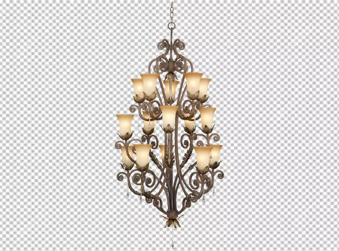 Free Premium PNG  Render Retro chandelier isolated PNG transparent background 
