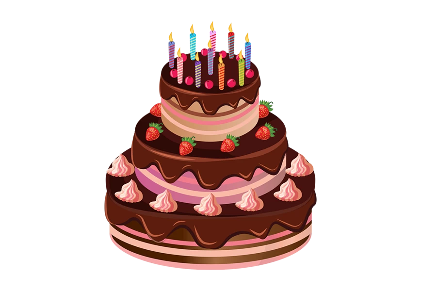 Free Premium PNG 3d cake with lit candles on top  transparent background 