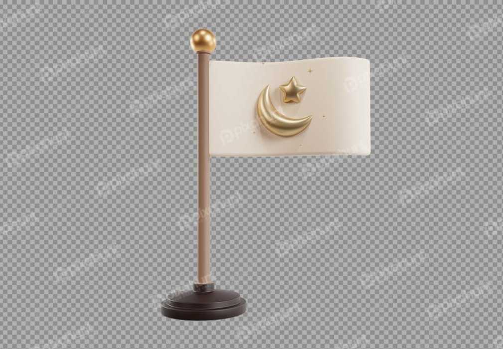 Free Premium PNG 3d Islamic flag waving | table flag front side