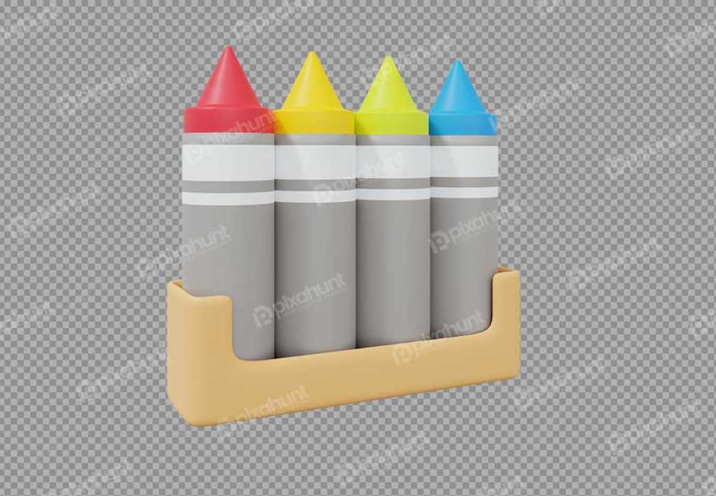 Free Premium PNG 3d render of crayons education icon