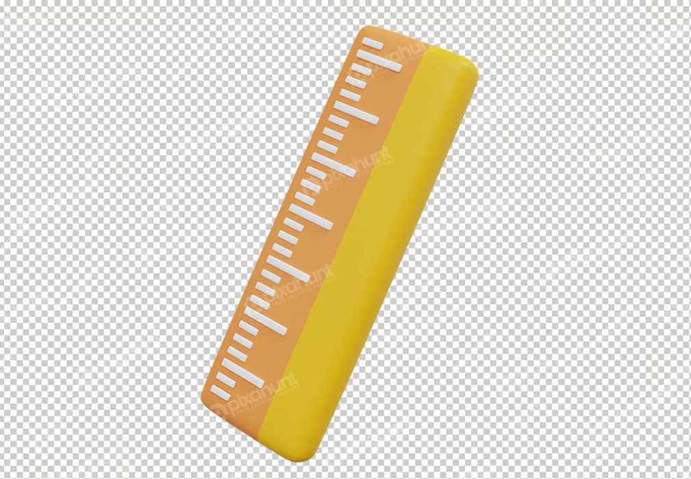 Free Premium PNG 3D Ruler icon Simple office supplies. Rule measure length scale