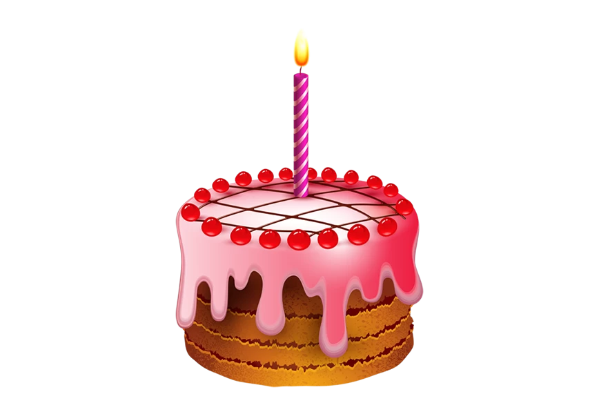 Free Premium PNG 3d view of delicious looking cake with lit candles 