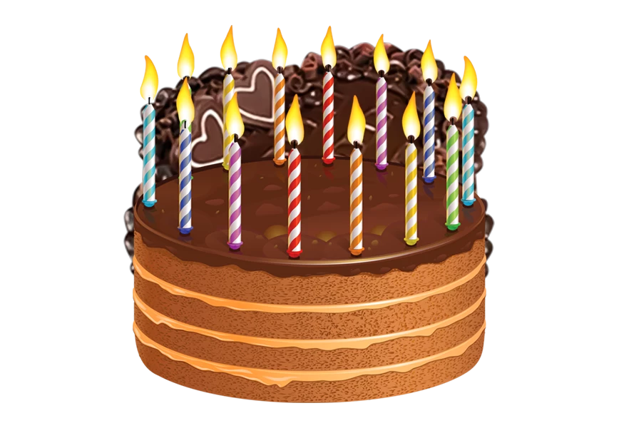 Free Premium PNG 3d view of delicious looking cake with lit candles a transparent background