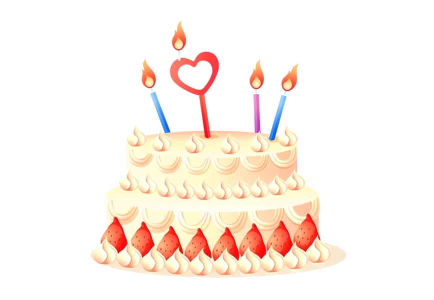 Free Premium PNG 3d view of delicious looking cake with lit candles png