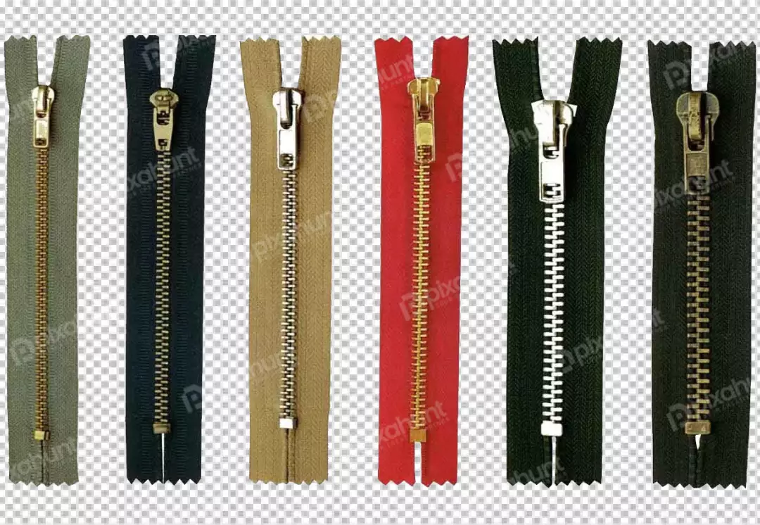 Free Premium PNG 6 zippers all different colors and have different types of pulls