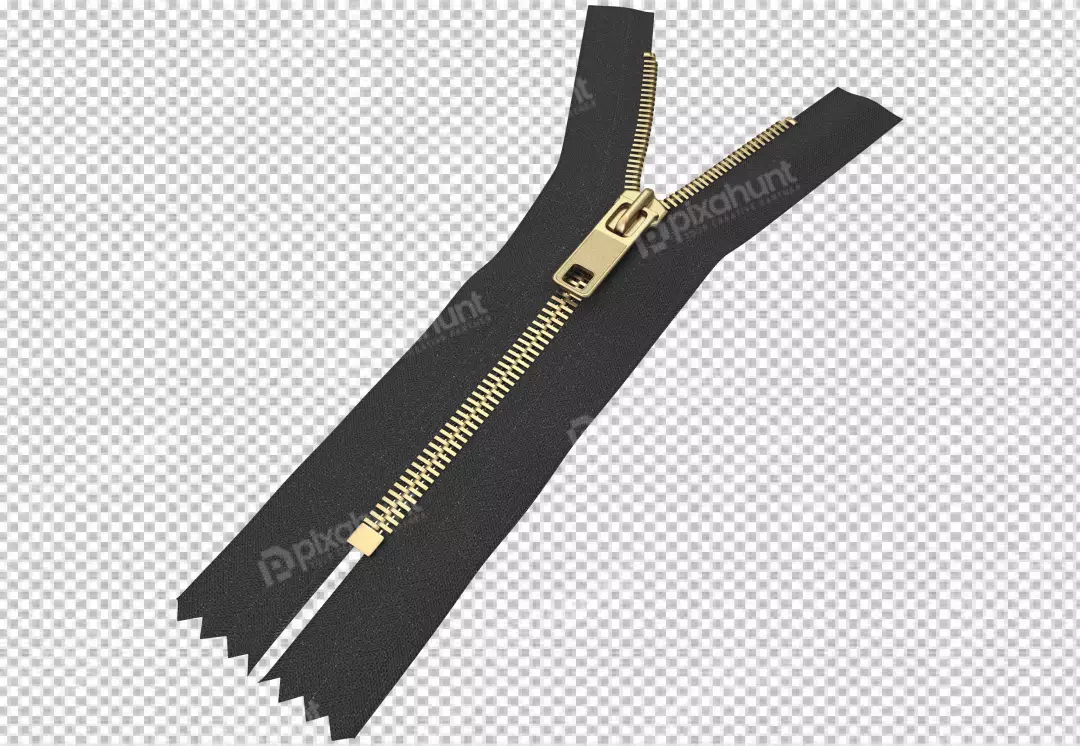 Free Premium PNG A black zipper with a gold pull