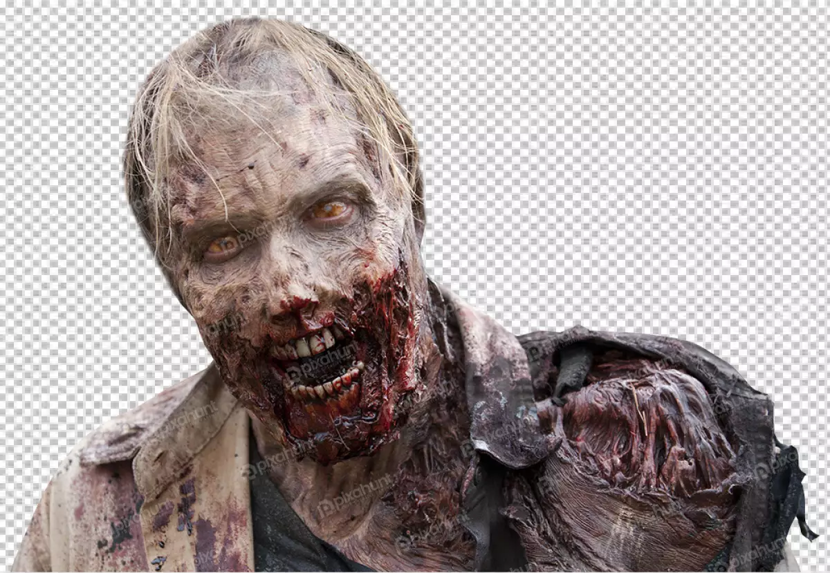 Free Premium PNG A close-up of a zombie from the TV show 