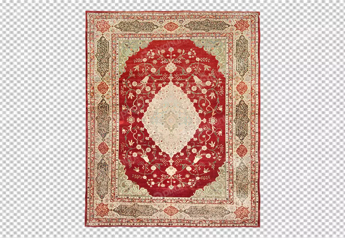Free Premium PNG A colorful rug with a red and blue design on it transparent background carpet