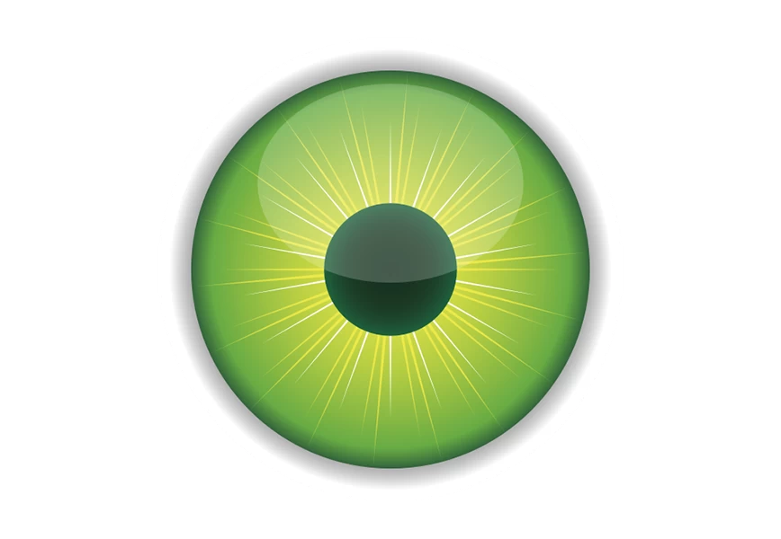 Free Premium PNG A green eye with a black stripe and the word eye on it