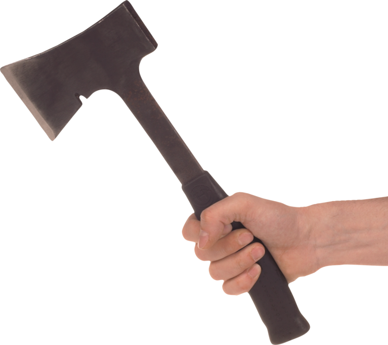 Free Premium PNG A hand holding an old rusty axe PNG