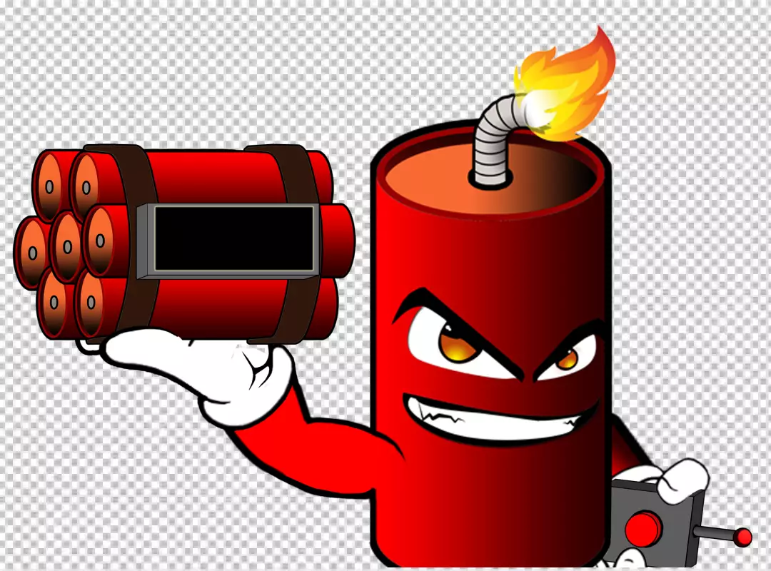 Free Premium PNG A red cartoon TNT stick with a lit fuse | dynamite troll face transparent background 