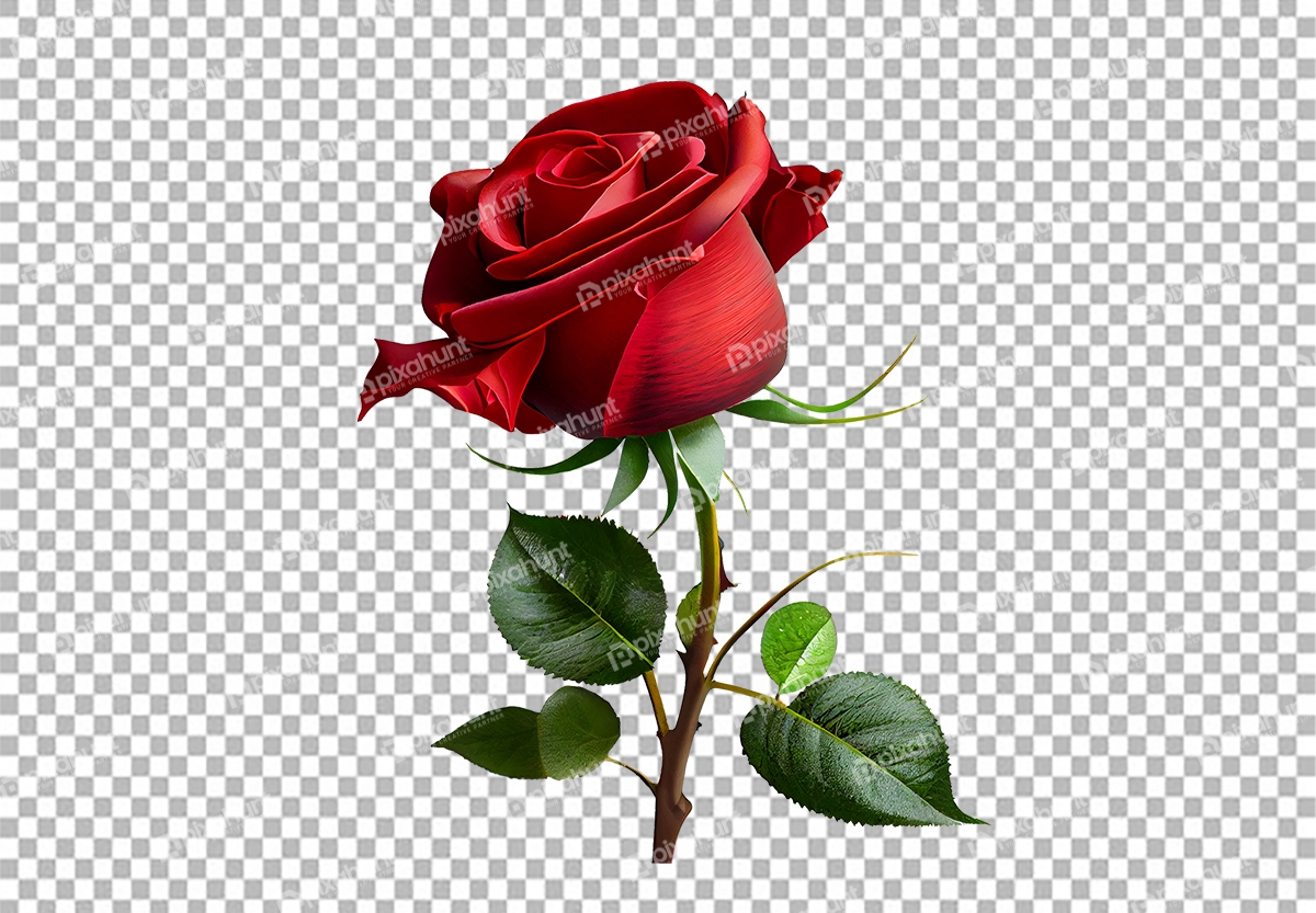 Free Premium PNG A single rose for Valentine\'s Day | rose on transparent background