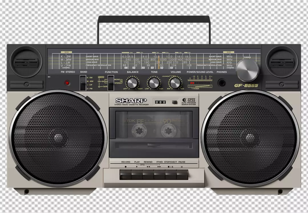 Free Premium PNG A vintage Sharp GF-6565 stereo radio cassette recorder