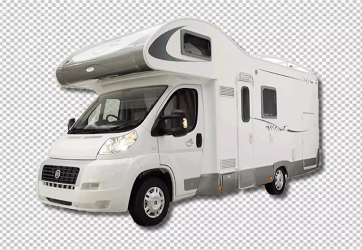 Free Premium PNG A white motorhome with a transparent white background