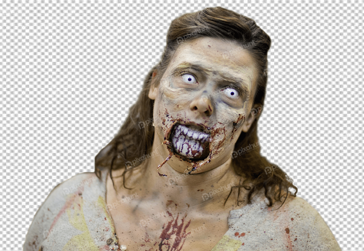 Free Premium PNG A woman with a zombie makeup