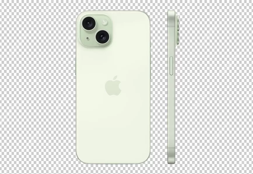 Free Premium PNG Apple iphone 15 plus green back and side view