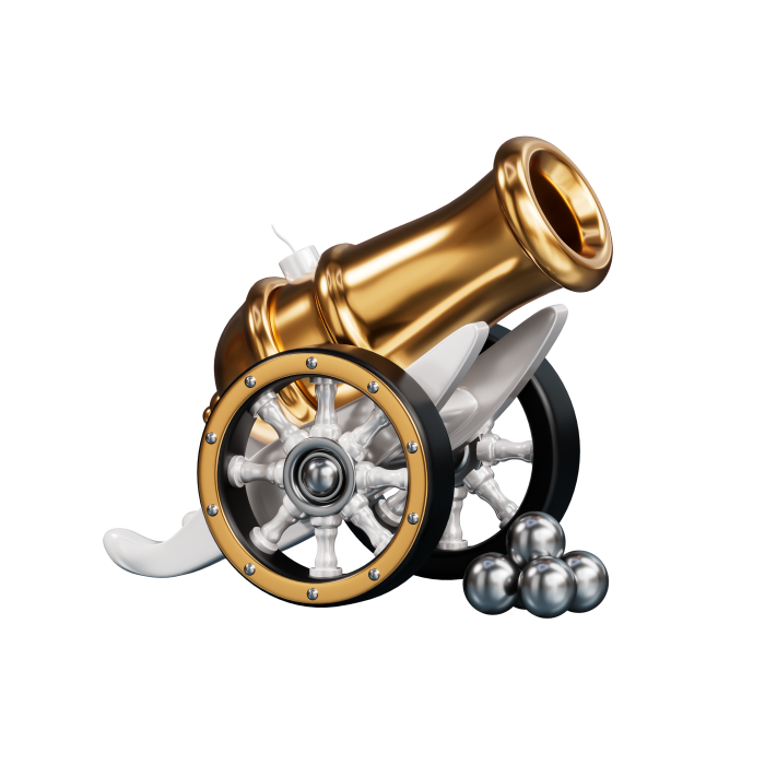 Free Premium PNG Arabic Golden Color cannon on PNG background
