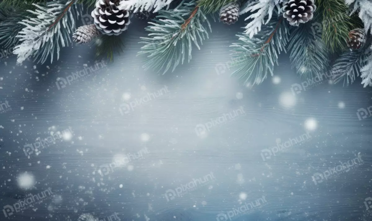 Free Premium Stock Photos Artificial intelligence created holiday scene. Framing a spruce branch with snowflakes. Room for writing. Expert Photographer