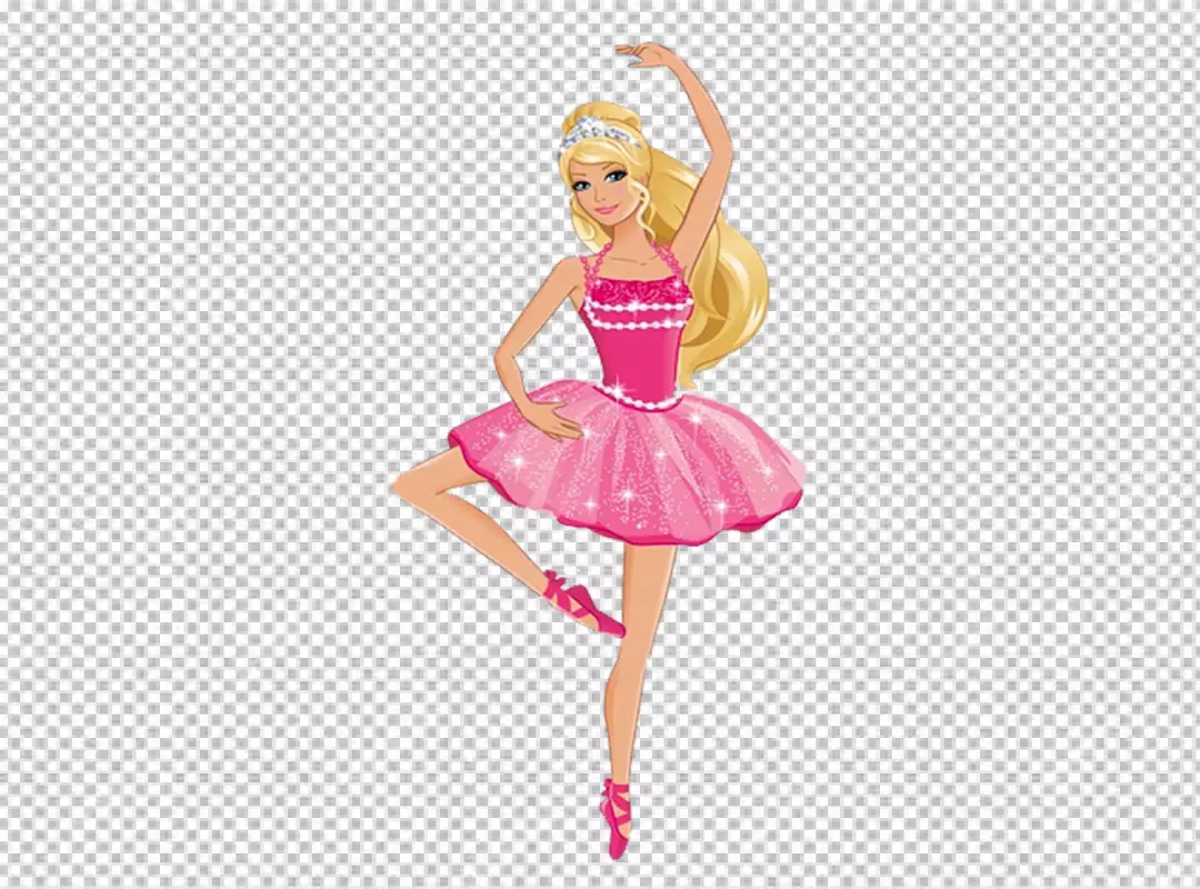 Free Premium PNG Ballerina in a pink tutu is standing on one leg with her other leg extended in the air