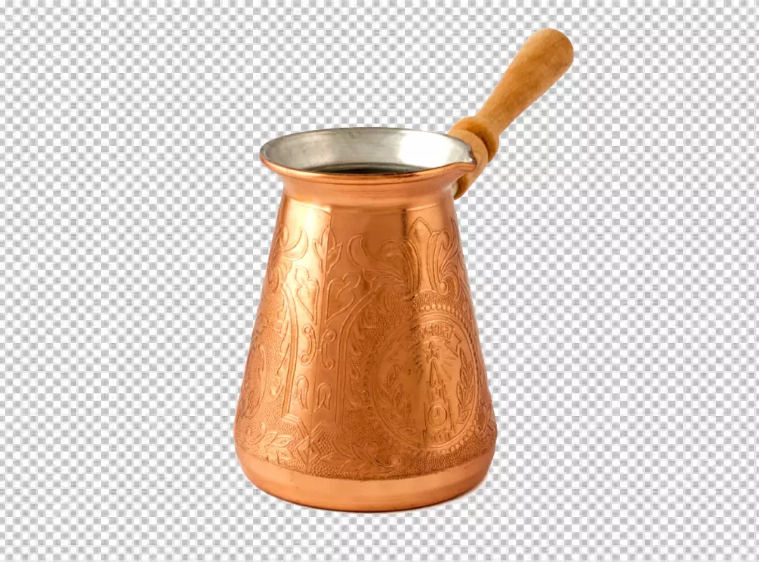 Free Premium PNG Barista preparing hot tasty drink from copper turk boils water for coffee on small fire in cezve transparent background