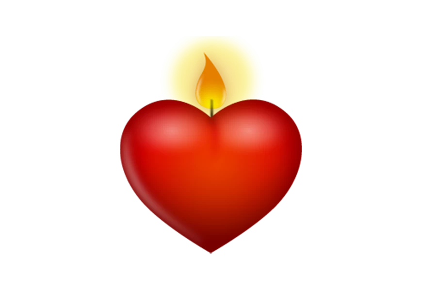 Free Premium PNG Beautiful hearts with flames candle transparent background