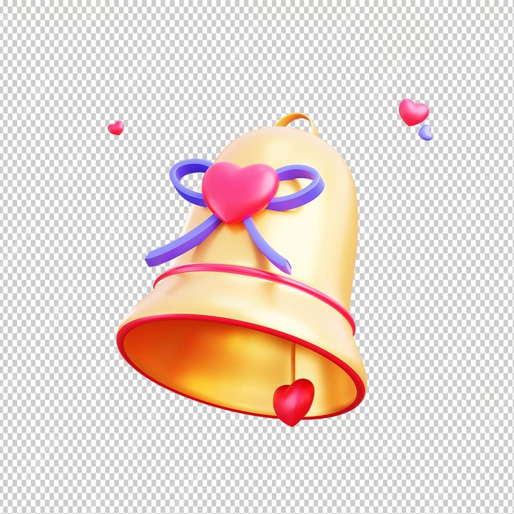 Free Premium PNG Bell of love 3D Illustration | 3d rendering of wedding icon