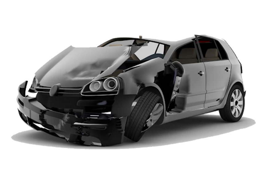 Free Premium PNG Black color car fully crash transparent background