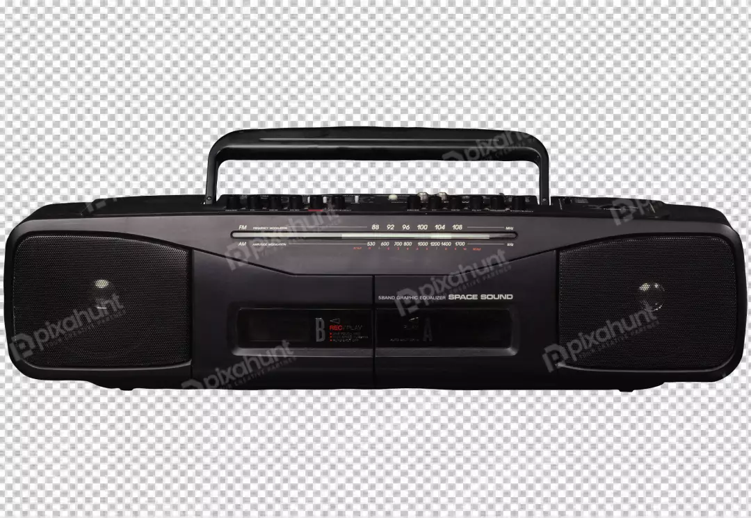 Free Premium PNG Black retro boombox stereo from the 1980s