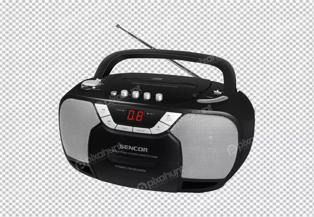 Free Premium PNG Black Sencor portable stereo CD radio cassette player
